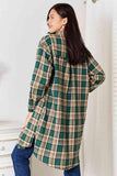 Double Take Plaid Collared Neck Long Sleeve Shirt - Flyclothing LLC