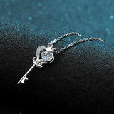 Key Shape Moissanite 925 Sterling Silver Necklace - Flyclothing LLC