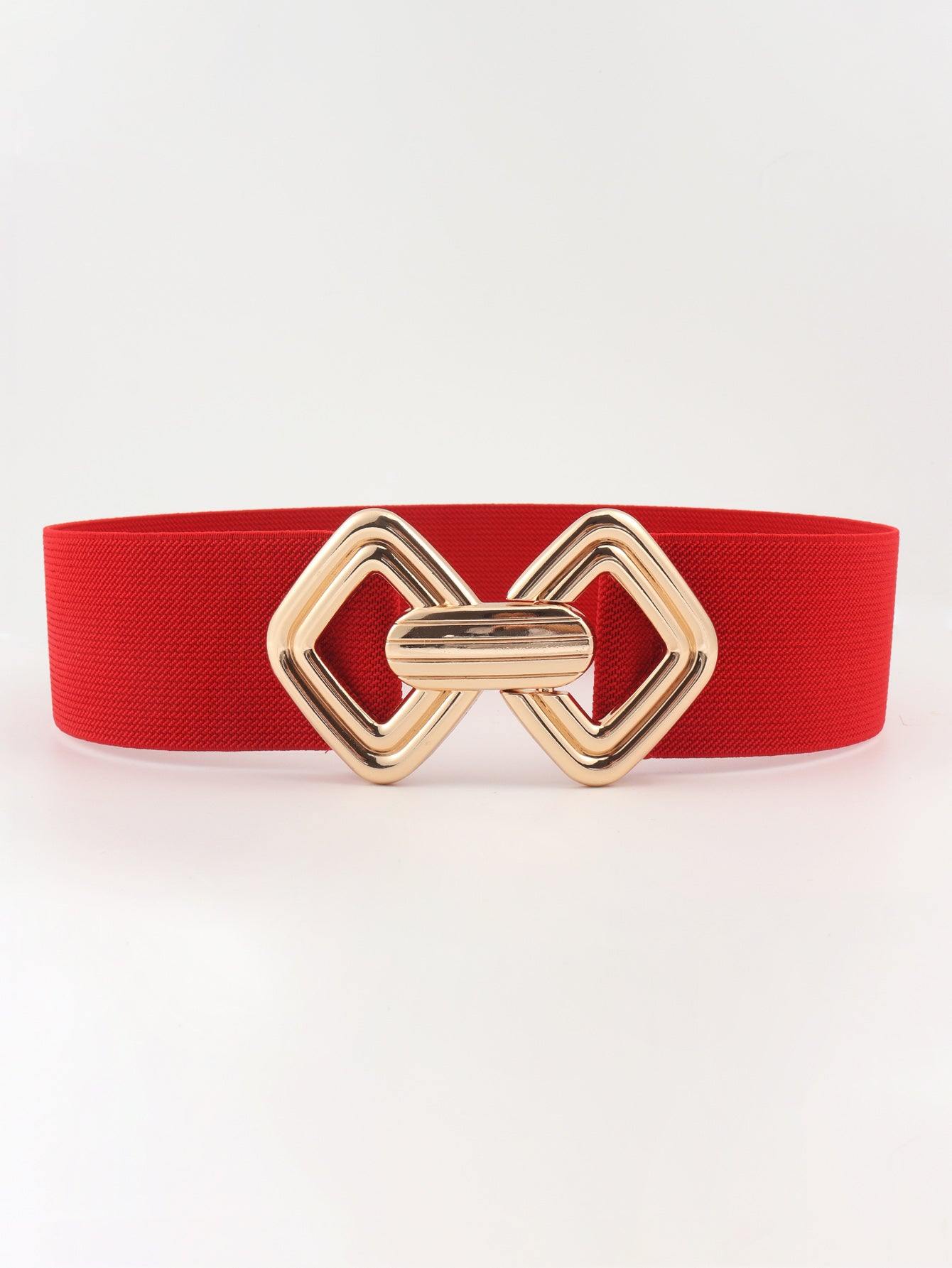 Geometric Buckle Elastic Wide Belt - Flyclothing LLC