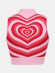 Heart Mock Neck Sweater Vest - Flyclothing LLC