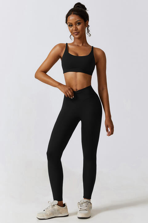 Sports Bra and Leggings Set - Black / S