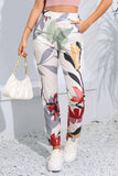 Floral Print Cropped Pants with Pockets - Flyclothing LLC