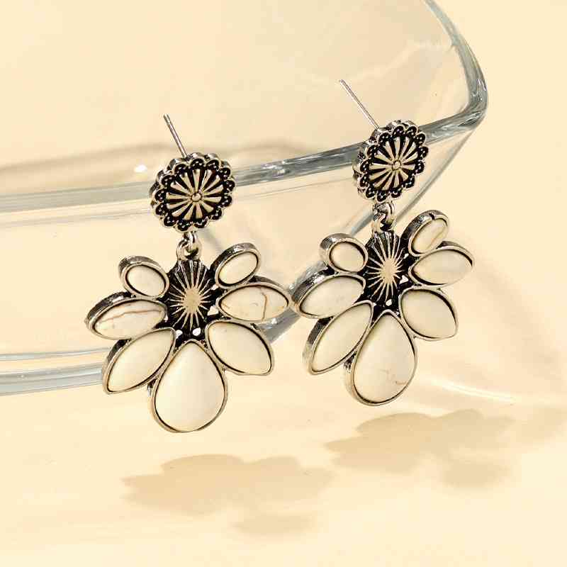 Artificial Turquoise Flower Earrings - Flyclothing LLC