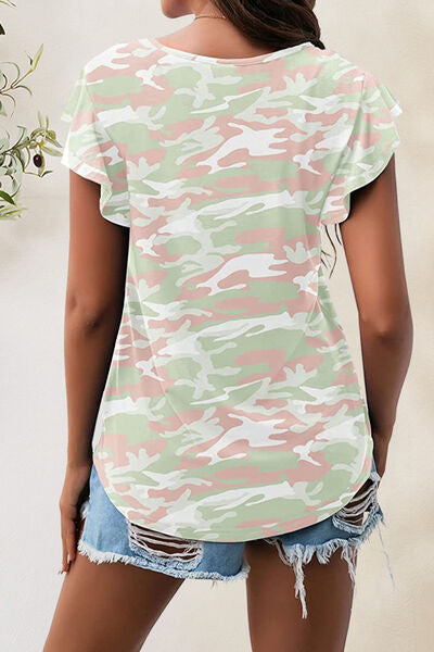 Printed Round Neck Short Sleeve T-Shirt - Flyclothing LLC