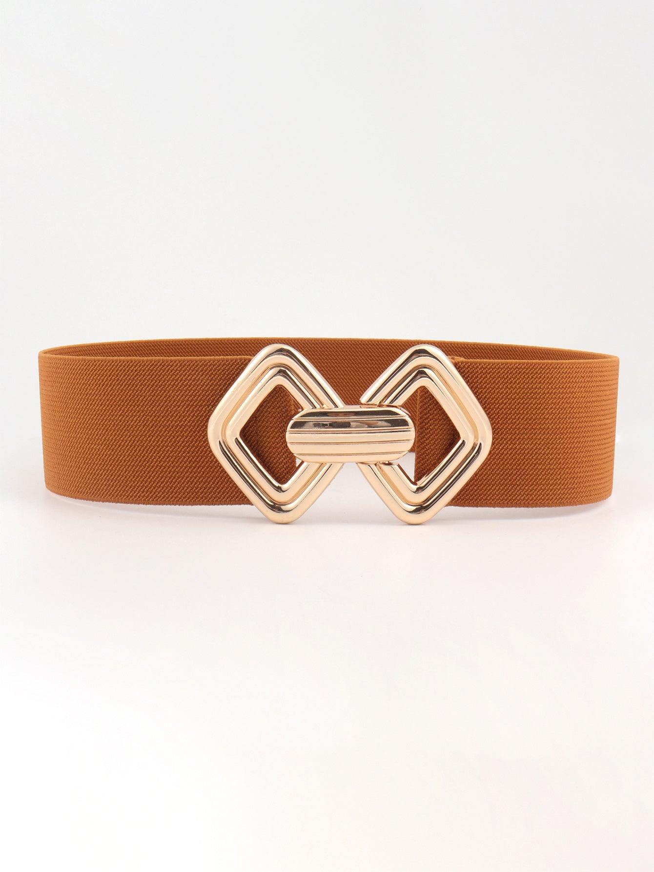 Geometric Buckle Elastic Wide Belt - Flyclothing LLC