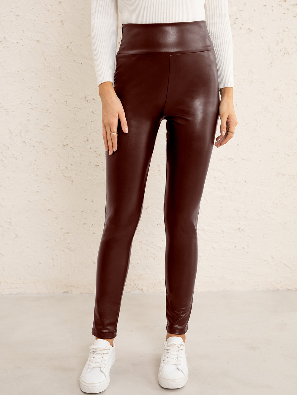 PU High Waist  Straight Pants - Flyclothing LLC