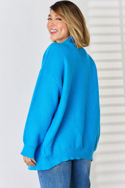 Open Front Dropped Shoulder Cardigan - Flyclothing LLC