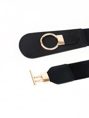 PU Elastic Wide Belt with Alloy Buckle - Flyclothing LLC