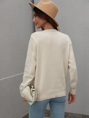 Fringe Detail Ribbed Trim Sweater - Flyclothing LLC