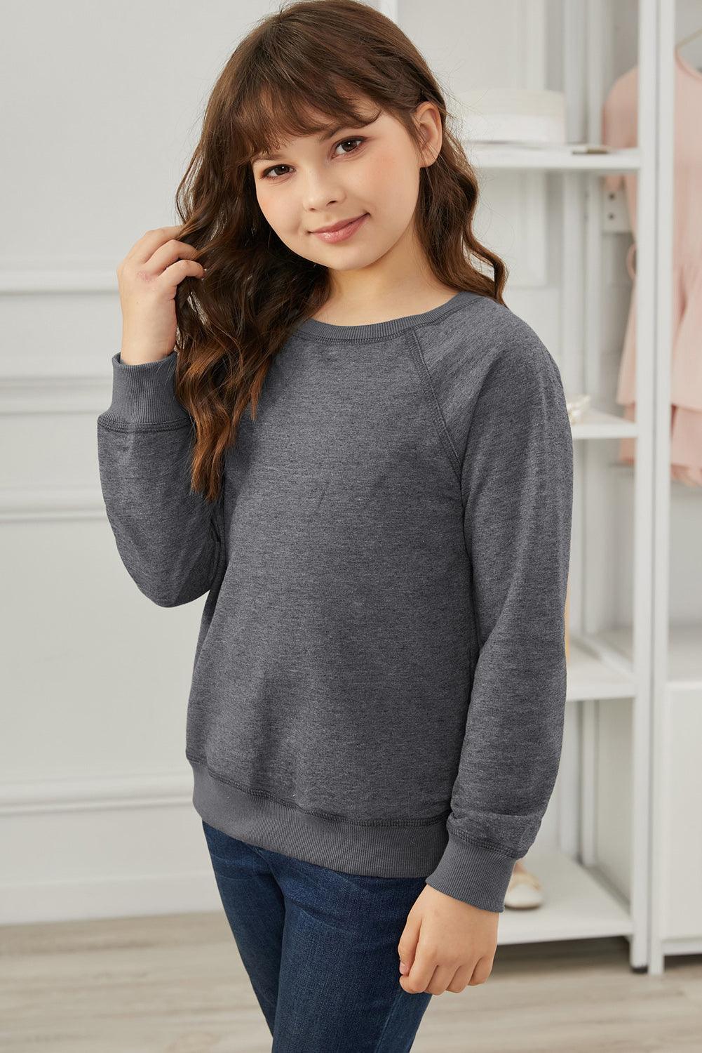 Girls Raglan Sleeve Ribbed Trim Sweatshirt – Flyclothing LLC