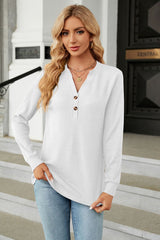 V-Neck Long Sleeve Blouse - Flyclothing LLC