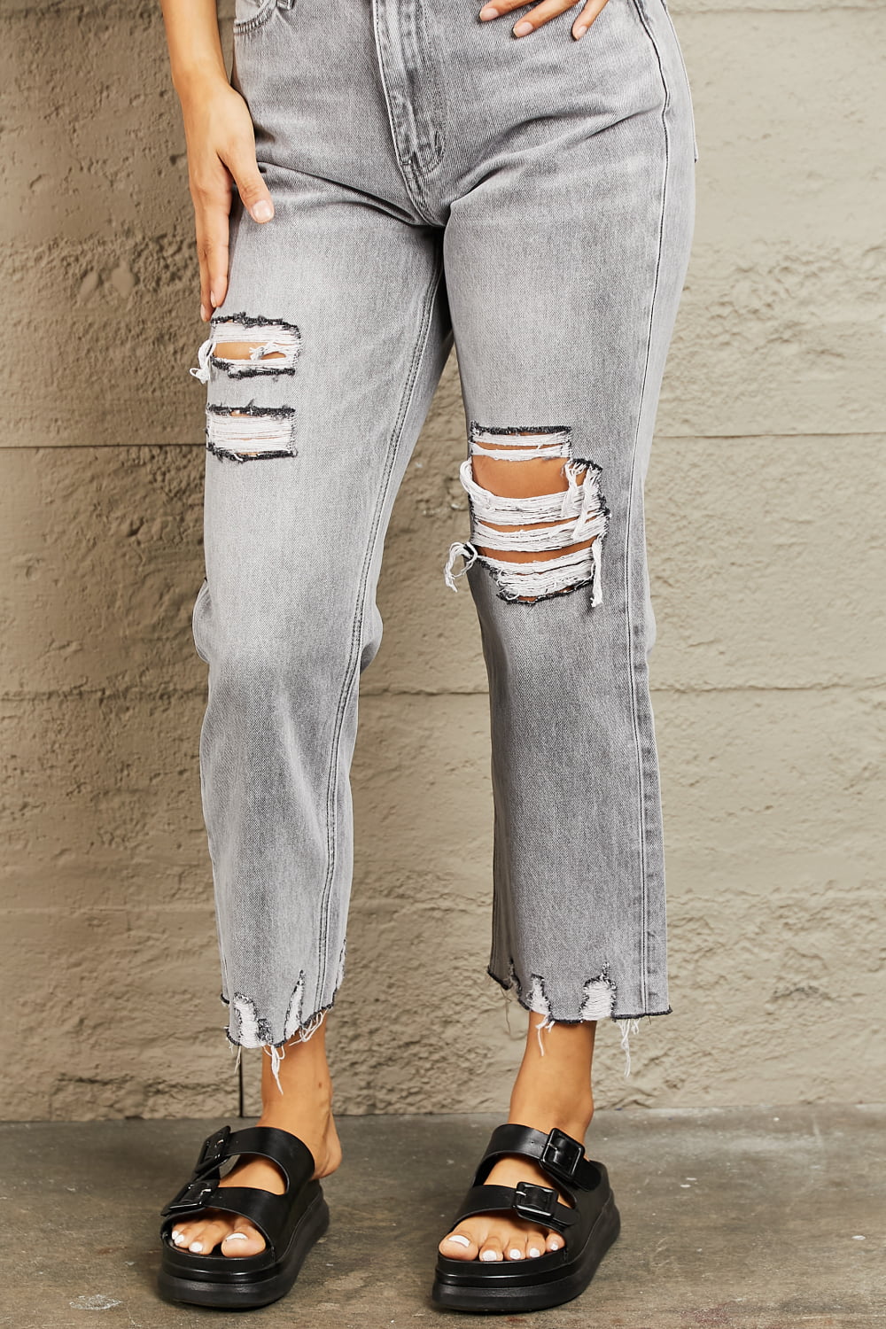 BAYEAS High Waisted Cropped Mom Jeans – Flyclothing LLC