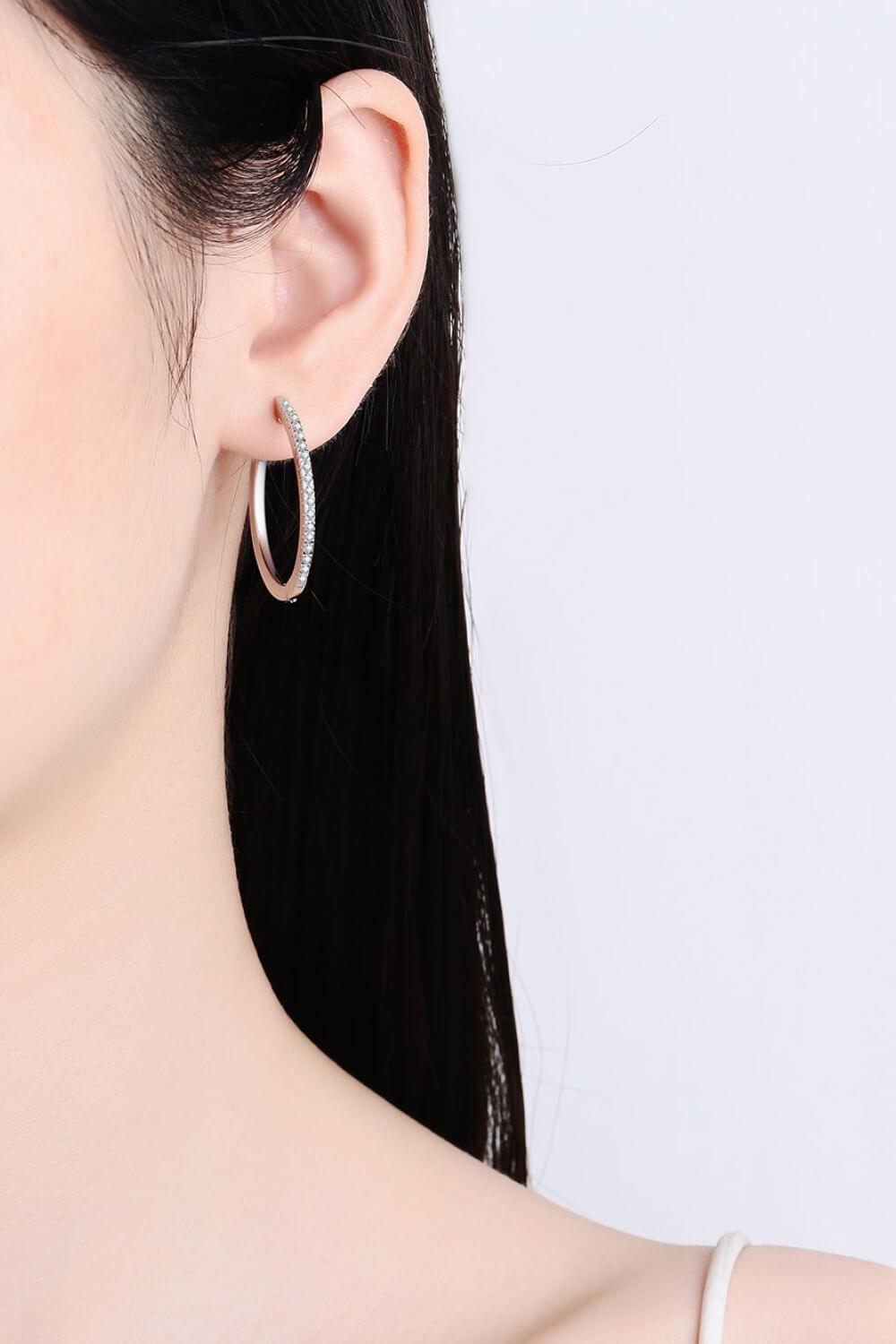 Rhodium-Plated Moissanite Hoop Earrings - Flyclothing LLC