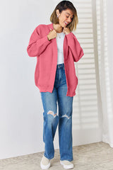 Open Front Dropped Shoulder Cardigan - Flyclothing LLC