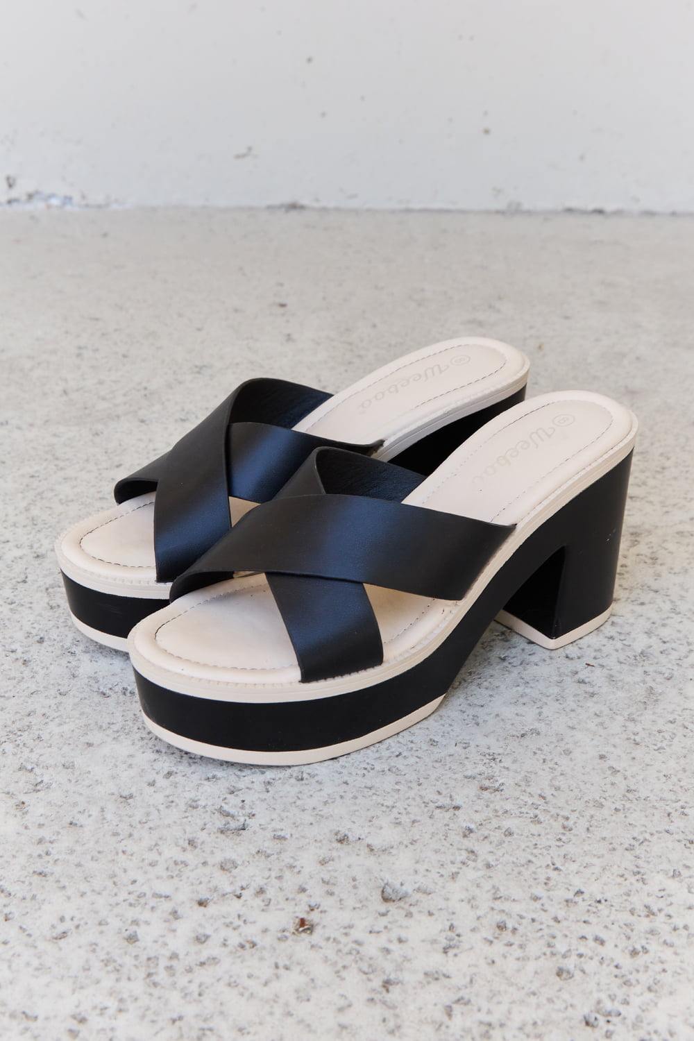 Weeboo Cherish The Moments Contrast Platform Sandals in Black - Flyclothing LLC