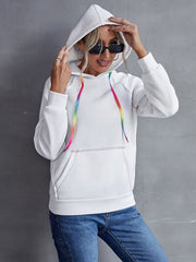 Contrast Stitching Drawstring Raglan Sleeve Hoodie - Flyclothing LLC