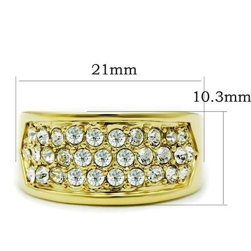 Alamode IP Gold(Ion Plating) Brass Ring with Top Grade Crystal in Clear - Alamode