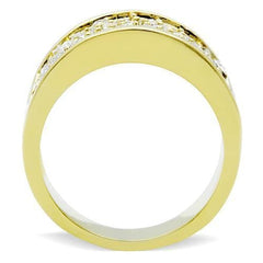 Alamode IP Gold(Ion Plating) Brass Ring with Top Grade Crystal in Clear - Alamode