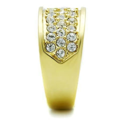 Alamode IP Gold(Ion Plating) Brass Ring with Top Grade Crystal in Clear - Alamode