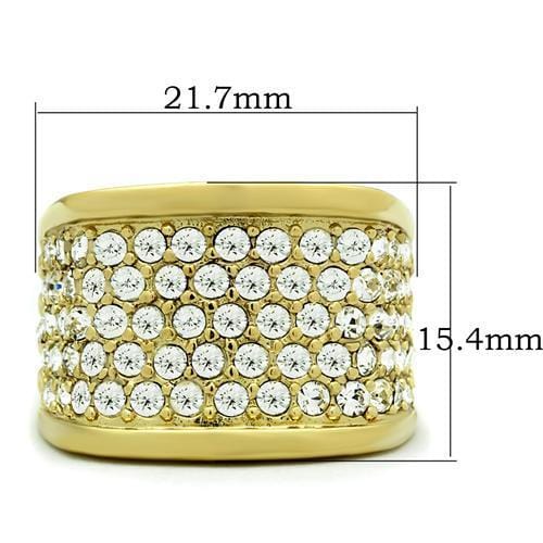 Alamode IP Gold(Ion Plating) Brass Ring with Top Grade Crystal in Clear - Alamode