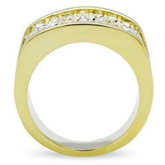 Alamode IP Gold(Ion Plating) Brass Ring with Top Grade Crystal in Clear - Alamode