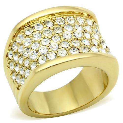 Alamode IP Gold(Ion Plating) Brass Ring with Top Grade Crystal in Clear - Alamode