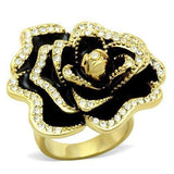 Alamode IP Gold(Ion Plating) Brass Ring with Top Grade Crystal in Clear - Alamode