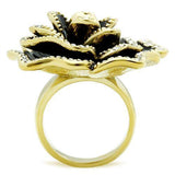 Alamode IP Gold(Ion Plating) Brass Ring with Top Grade Crystal in Clear - Alamode