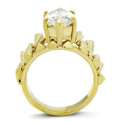 Alamode IP Gold(Ion Plating) Brass Ring with AAA Grade CZ in Clear - Flyclothing LLC