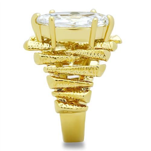 Alamode IP Gold(Ion Plating) Brass Ring with AAA Grade CZ in Clear - Flyclothing LLC