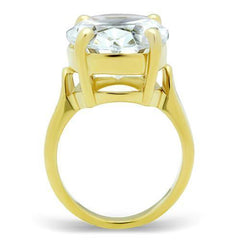 Alamode IP Gold(Ion Plating) Brass Ring with AAA Grade CZ in Clear - Flyclothing LLC