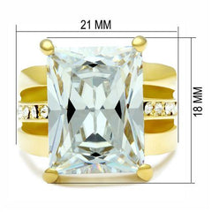 Alamode IP Gold(Ion Plating) Brass Ring with AAA Grade CZ in Clear - Alamode