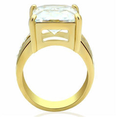 Alamode IP Gold(Ion Plating) Brass Ring with AAA Grade CZ in Clear - Alamode