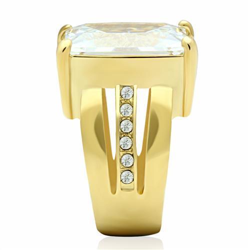 Alamode IP Gold(Ion Plating) Brass Ring with AAA Grade CZ in Clear - Alamode