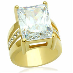 Alamode IP Gold(Ion Plating) Brass Ring with AAA Grade CZ in Clear - Alamode