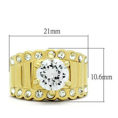 Alamode IP Gold(Ion Plating) Brass Ring with AAA Grade CZ in Clear - Alamode