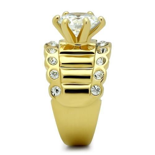 Alamode IP Gold(Ion Plating) Brass Ring with AAA Grade CZ in Clear - Alamode