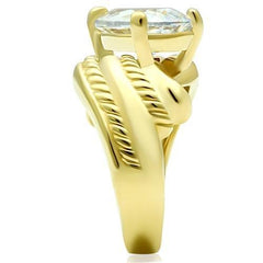 Alamode IP Gold(Ion Plating) Brass Ring with AAA Grade CZ in Clear - Flyclothing LLC