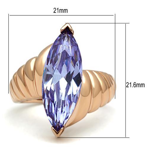 Alamode IP Rose Gold(Ion Plating) Brass Ring with AAA Grade CZ in Light Amethyst - Flyclothing LLC