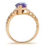 Alamode IP Rose Gold(Ion Plating) Brass Ring with AAA Grade CZ in Light Amethyst - Alamode