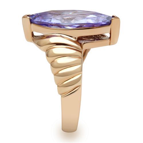 Alamode IP Rose Gold(Ion Plating) Brass Ring with AAA Grade CZ in Light Amethyst - Flyclothing LLC