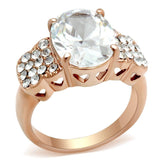 Alamode IP Rose Gold(Ion Plating) Brass Ring with AAA Grade CZ in Clear - Alamode