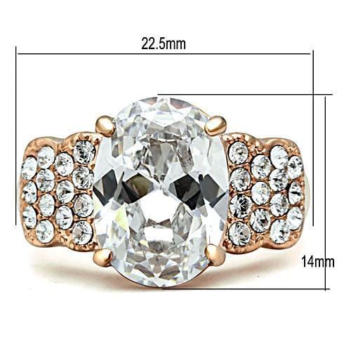 Alamode IP Rose Gold(Ion Plating) Brass Ring with AAA Grade CZ in Clear - Alamode