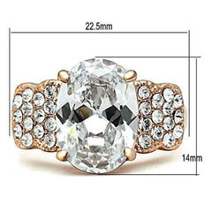 Alamode IP Rose Gold(Ion Plating) Brass Ring with AAA Grade CZ in Clear - Alamode