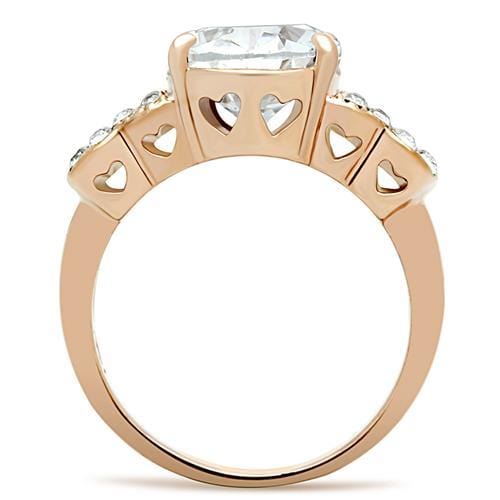 Alamode IP Rose Gold(Ion Plating) Brass Ring with AAA Grade CZ in Clear - Alamode