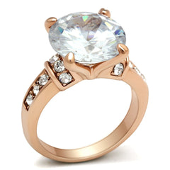 Alamode IP Rose Gold(Ion Plating) Brass Ring with AAA Grade CZ in Clear - Alamode