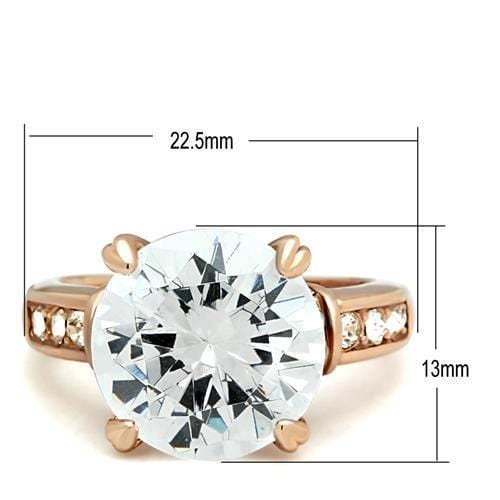 Alamode IP Rose Gold(Ion Plating) Brass Ring with AAA Grade CZ in Clear - Alamode