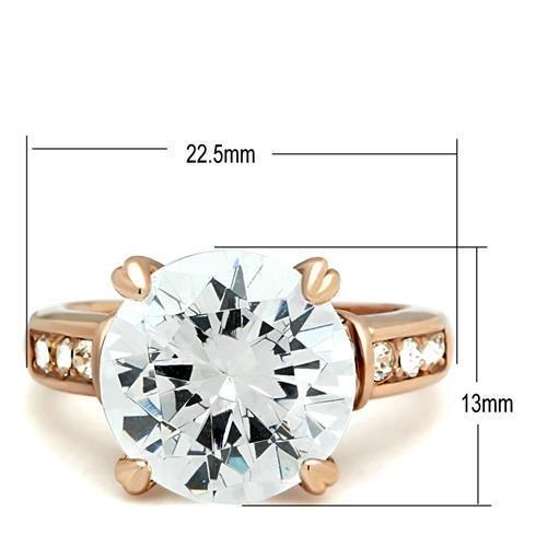 Alamode IP Rose Gold(Ion Plating) Brass Ring with AAA Grade CZ in Clear - Flyclothing LLC