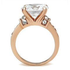 Alamode IP Rose Gold(Ion Plating) Brass Ring with AAA Grade CZ in Clear - Alamode