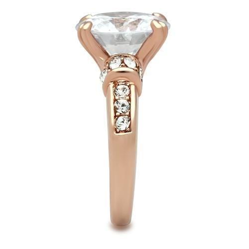 Alamode IP Rose Gold(Ion Plating) Brass Ring with AAA Grade CZ in Clear - Alamode